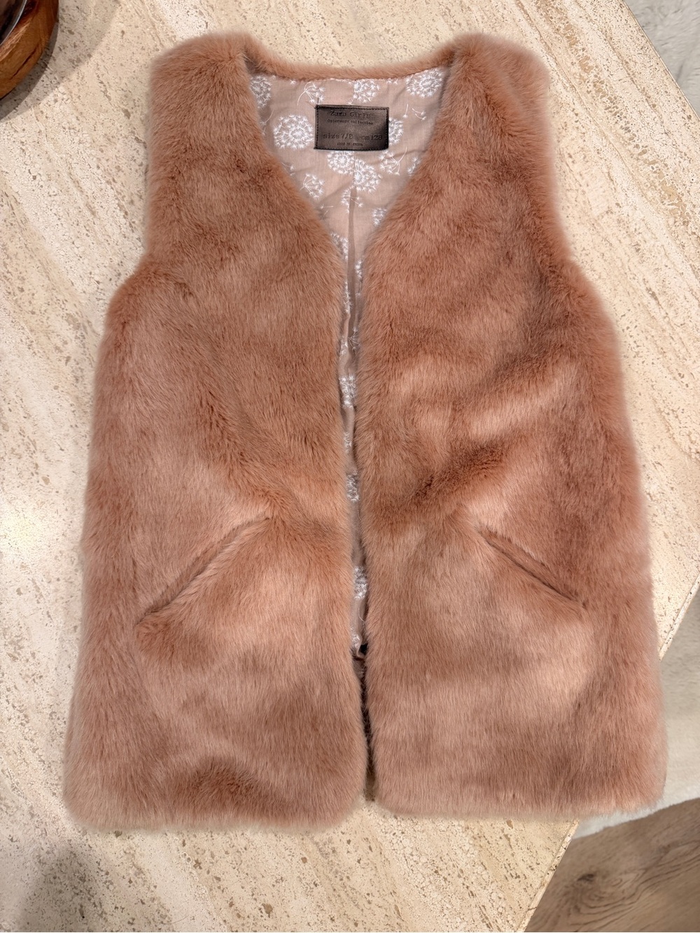 Zara Girls Blush Faux Fur Vest